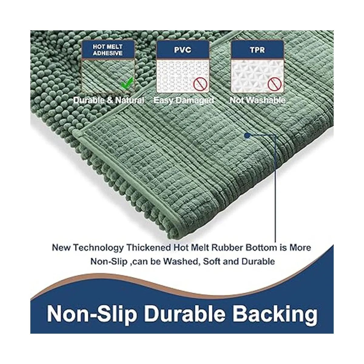 Juego de alfombras de baño antideslizantes de chenilla_3