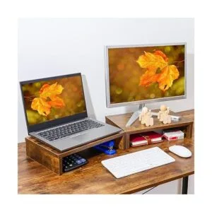 TEAMIX Soporte elevador para monitor paquete de 2_3