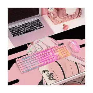 Pink Gaming Keyboard and Mouse Combo Light up Membrane_7