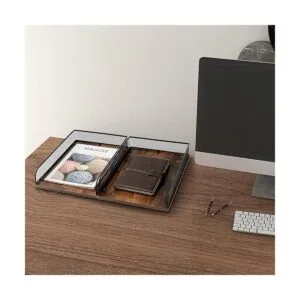 Juego de 2 bandejas vintage de madera y metal_5