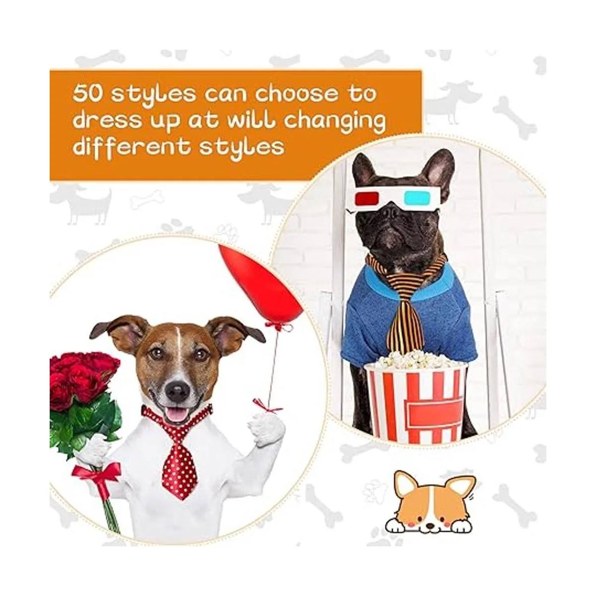 50 corbatas ajustables para el cuello del perro 50 tipos_4