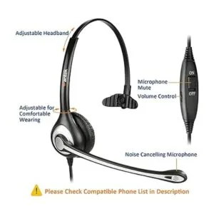 Wantek Auriculares de teléfono con cable mono con_4