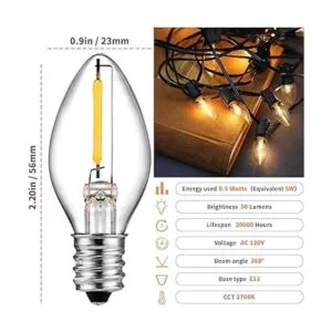Bombilla LED alternativa C7 luz nocturna E12 lámpara_2