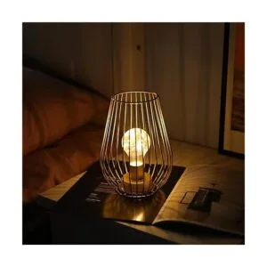 TRIROCKS Metal Battery Operated Lamp 8 Tall Cage Shape_3