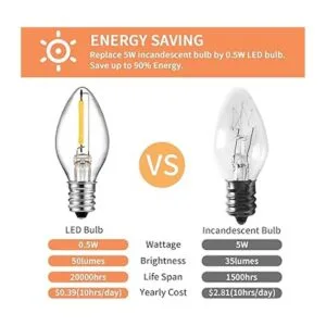 Bombilla LED alternativa C7 luz nocturna E12 lámpara_3