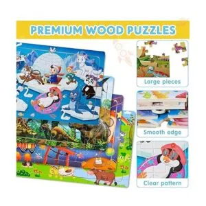 Paquete de 18 rompecabezas de madera para niños mayores de_3