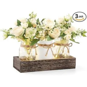 Mkono Decoración de mesa de centro de mesa con 3 tarros_1