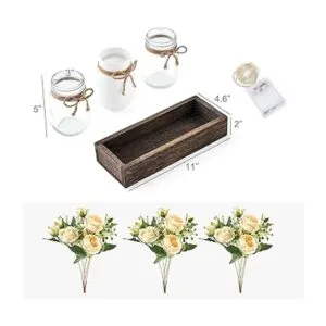 Mkono Decoración de mesa de centro de mesa con 3 tarros_7