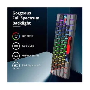 Owpkeenthy Teclado mecánico para juegos con cable 60 con_3