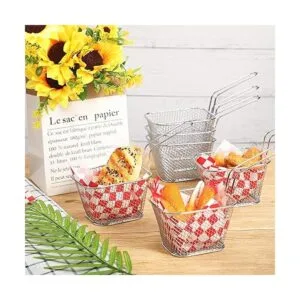 12 piezas de mini cesta cuadrada de acero para freír con_7