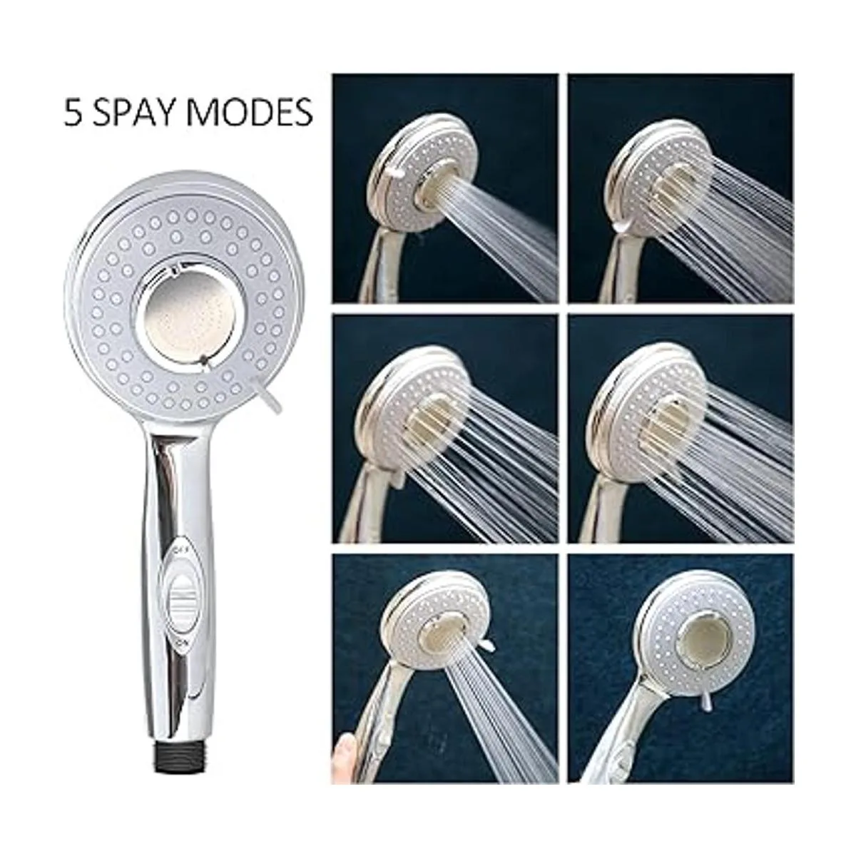 Cabezal de ducha RV con manguera e interruptor de_4