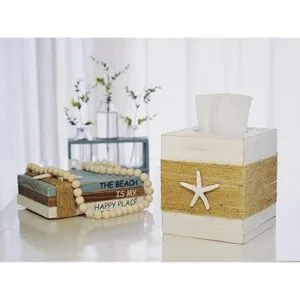 SOMTO Funda cuadrada de madera blanca rústica para playa_6