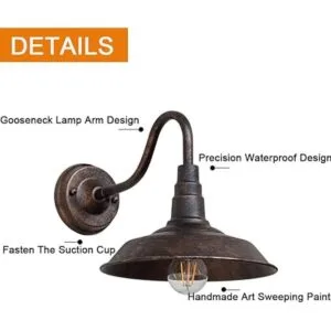 RIIGOOG Lámpara de pared para exteriores 9.8 pulgadas_6