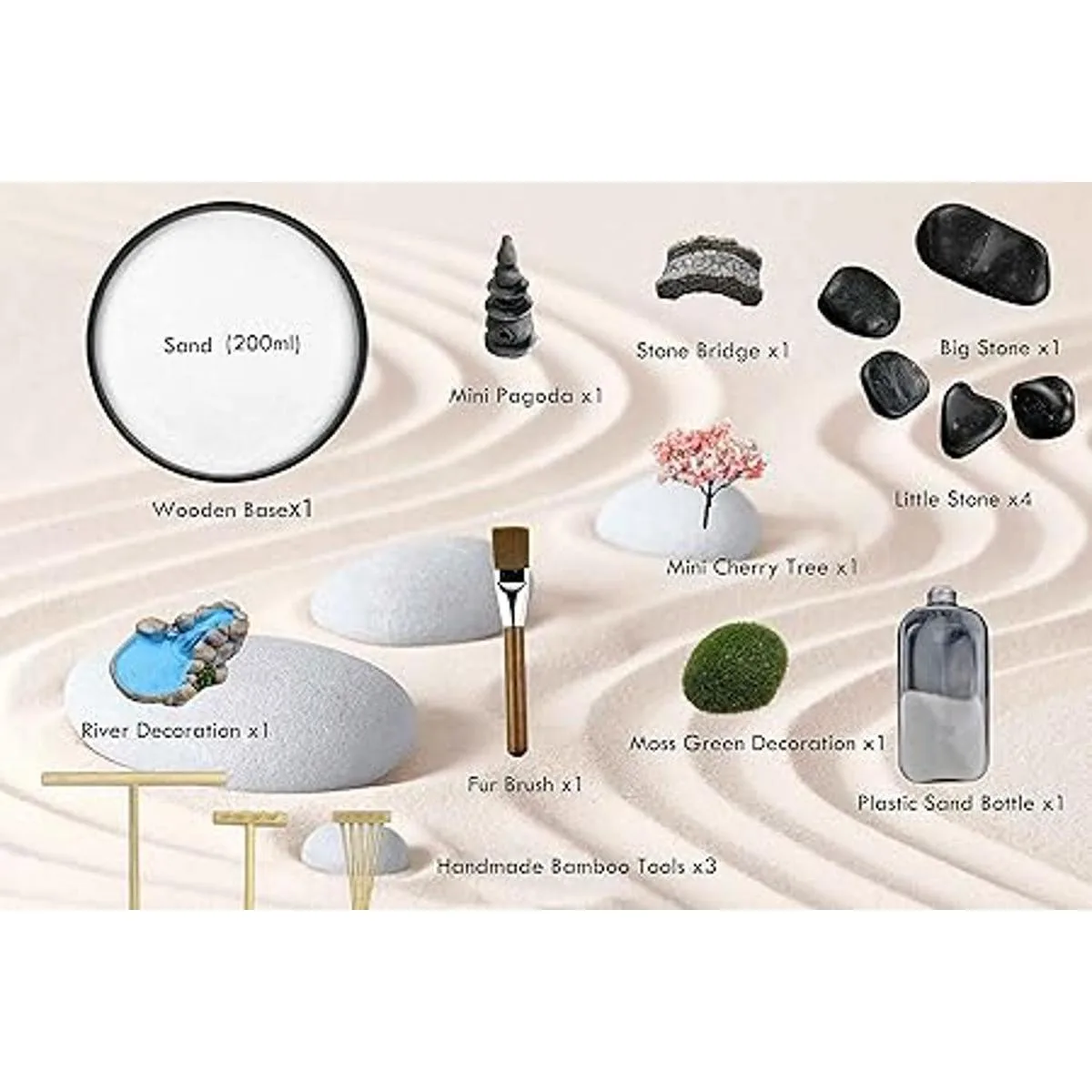 Artcome Jardín de arena zen japonés para escritorio con_2