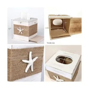 SOMTO Funda cuadrada de madera blanca rústica para playa_7