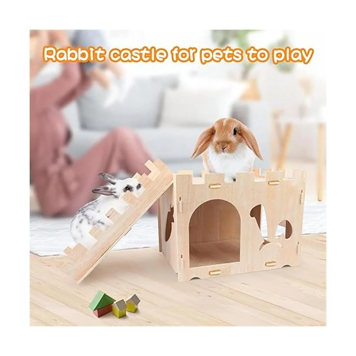 BWOGUE Extra Large Wooden Rabbit Castle Bunny House and_6