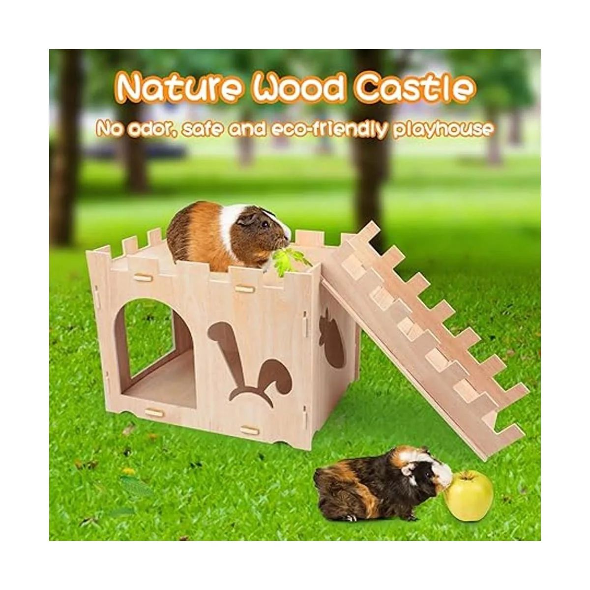 BWOGUE Extra Large Wooden Rabbit Castle Bunny House and_5