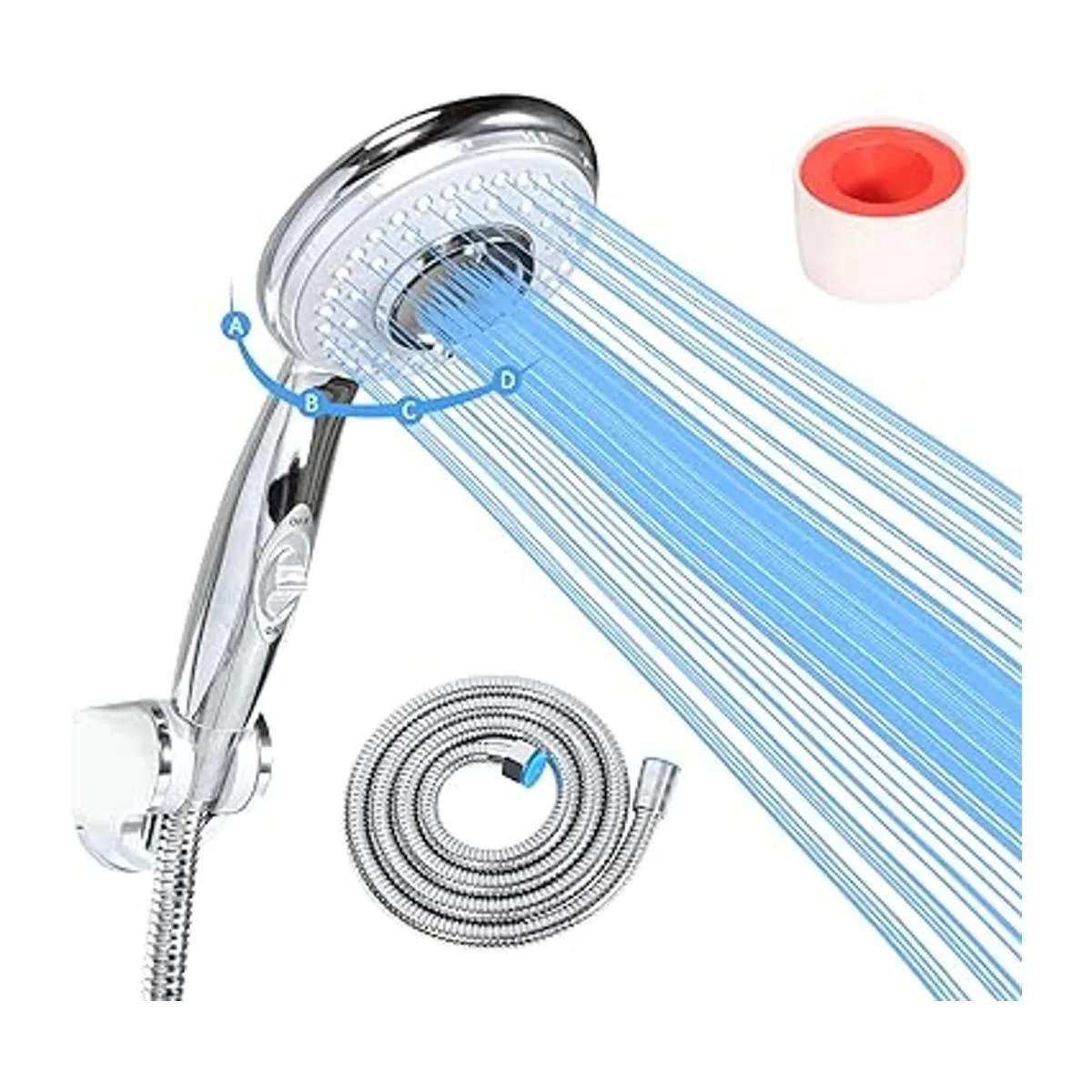 Cabezal de ducha RV con manguera e interruptor de_1