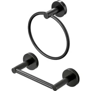 WEIKO Soporte de papel higiénico negro para toallas juego_7