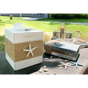 SOMTO Funda cuadrada de madera blanca rústica para playa_4