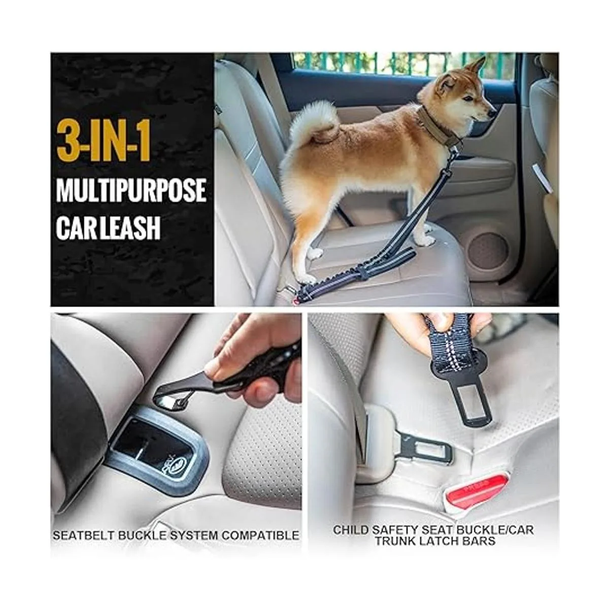 OneTigris Cinturón de seguridad para perro correa_5