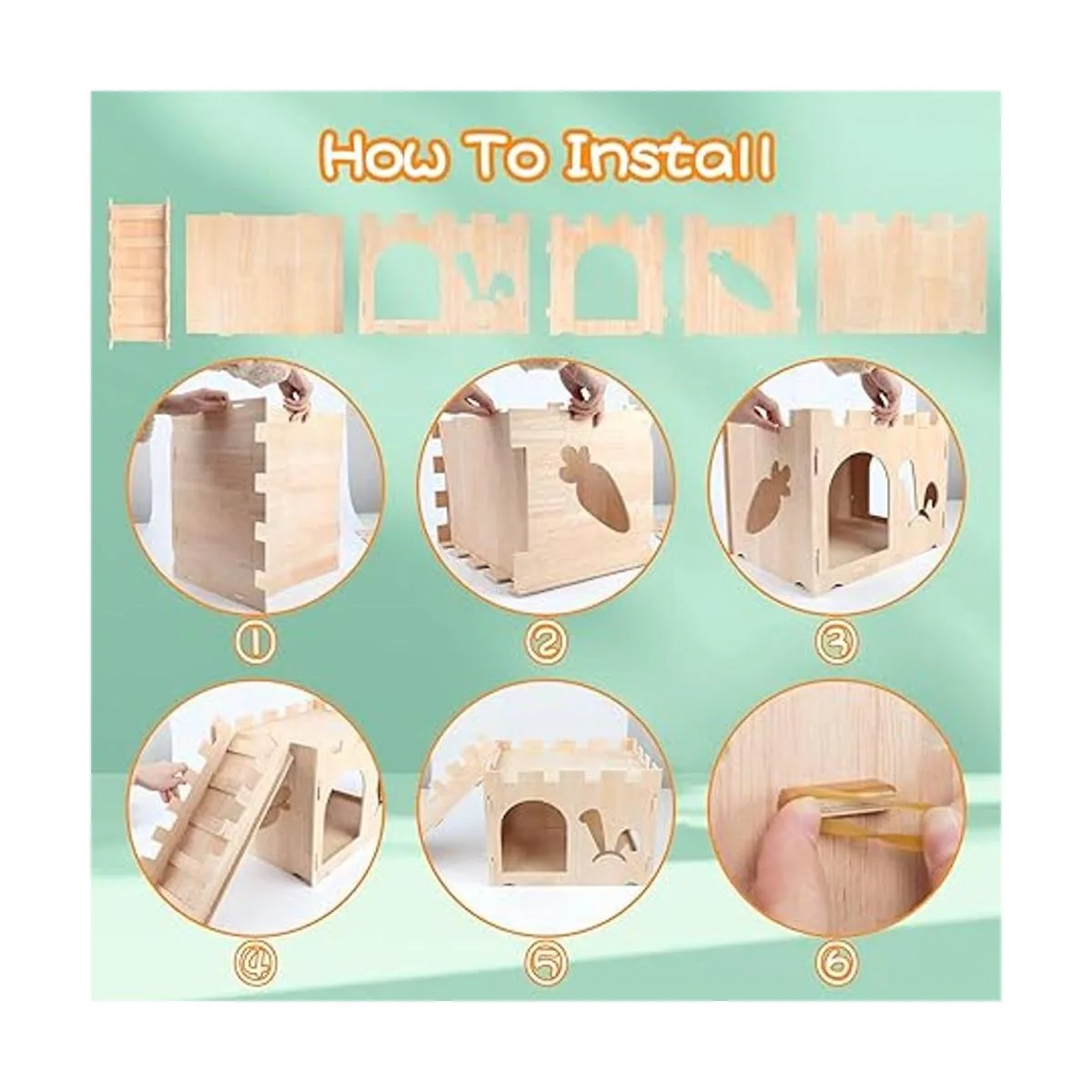 BWOGUE Extra Large Wooden Rabbit Castle Bunny House and_4
