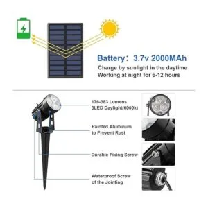 CREPOW Luces solares para exteriores focos solares de_2