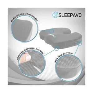 Sleepavo Cojín de asiento de espuma viscoelástica gris_4