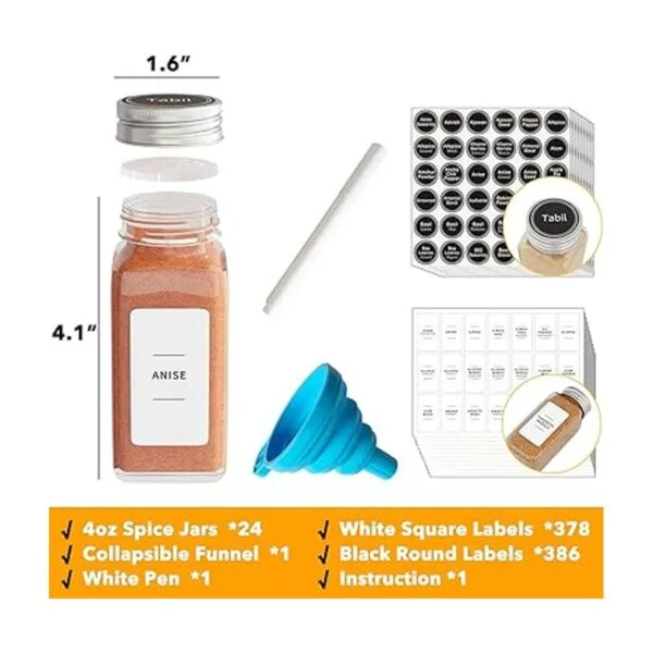 SpaceAid 24 frascos de especias con etiquetas botellas_3
