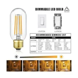 LEOOLS Bombilla Edison regulable E26 de 8 W igual a 100 W_4