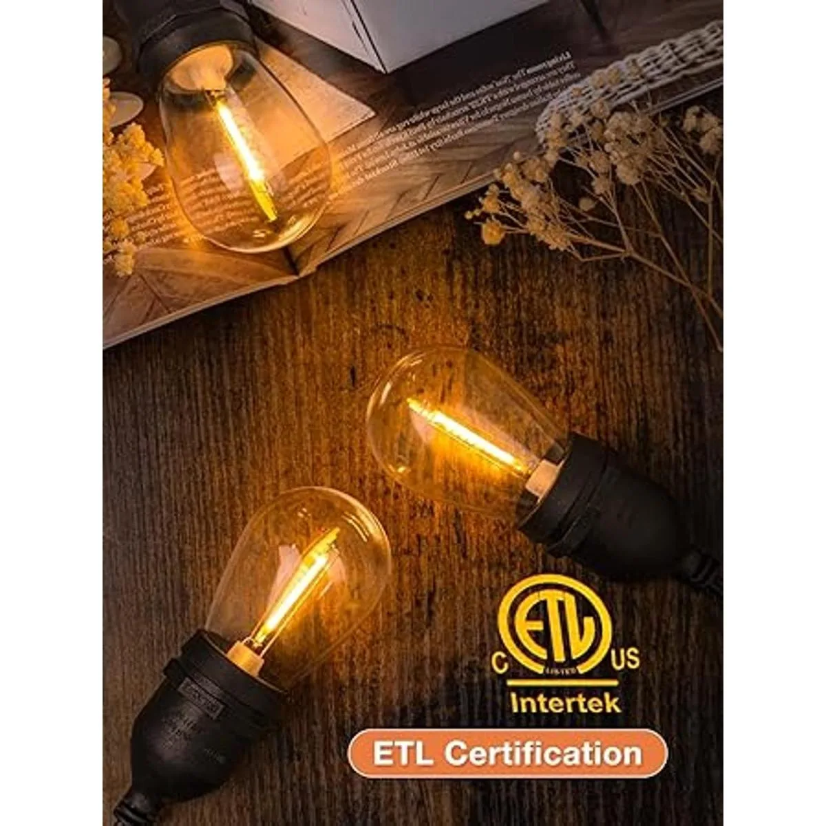 addlon Cadena de luces LED para exteriores de 24 pies con_3