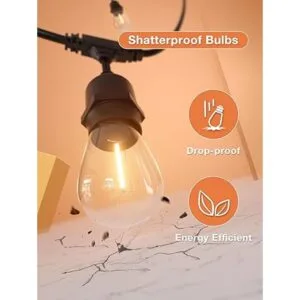 addlon Cadena de luces LED para exteriores de 24 pies con_5