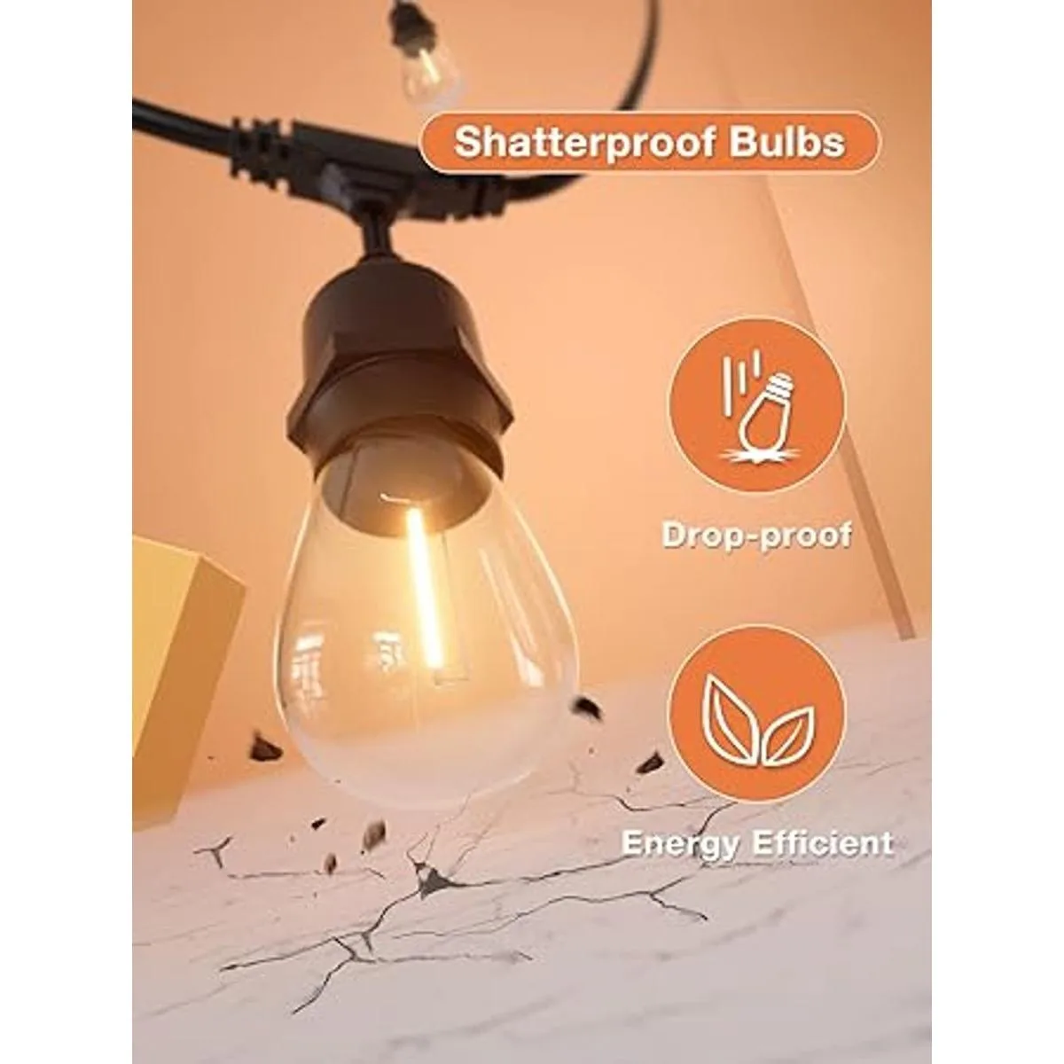 addlon Cadena de luces LED para exteriores de 24 pies con_5