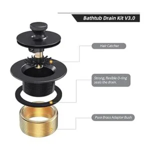 Kit de drenaje y desbordamiento de tina negro mate kit_3