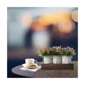 CALAVAK Bandeja decorativa de madera con 3 flores_2