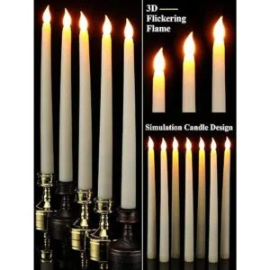 24 velas cónicas sin llama luces LED de cera sintética_3