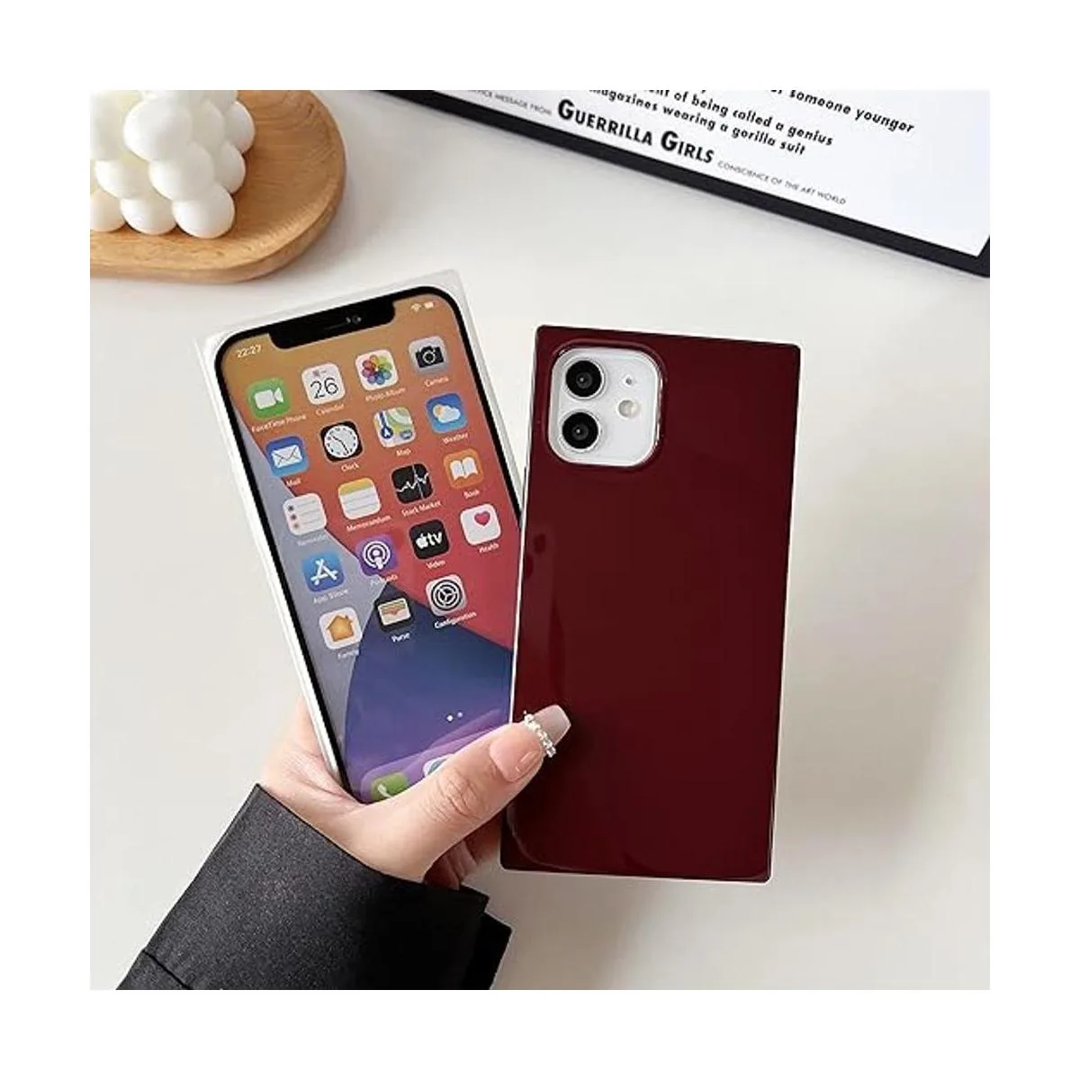 Cocomii Funda cuadrada para iPhone 13 color liso neutro_4