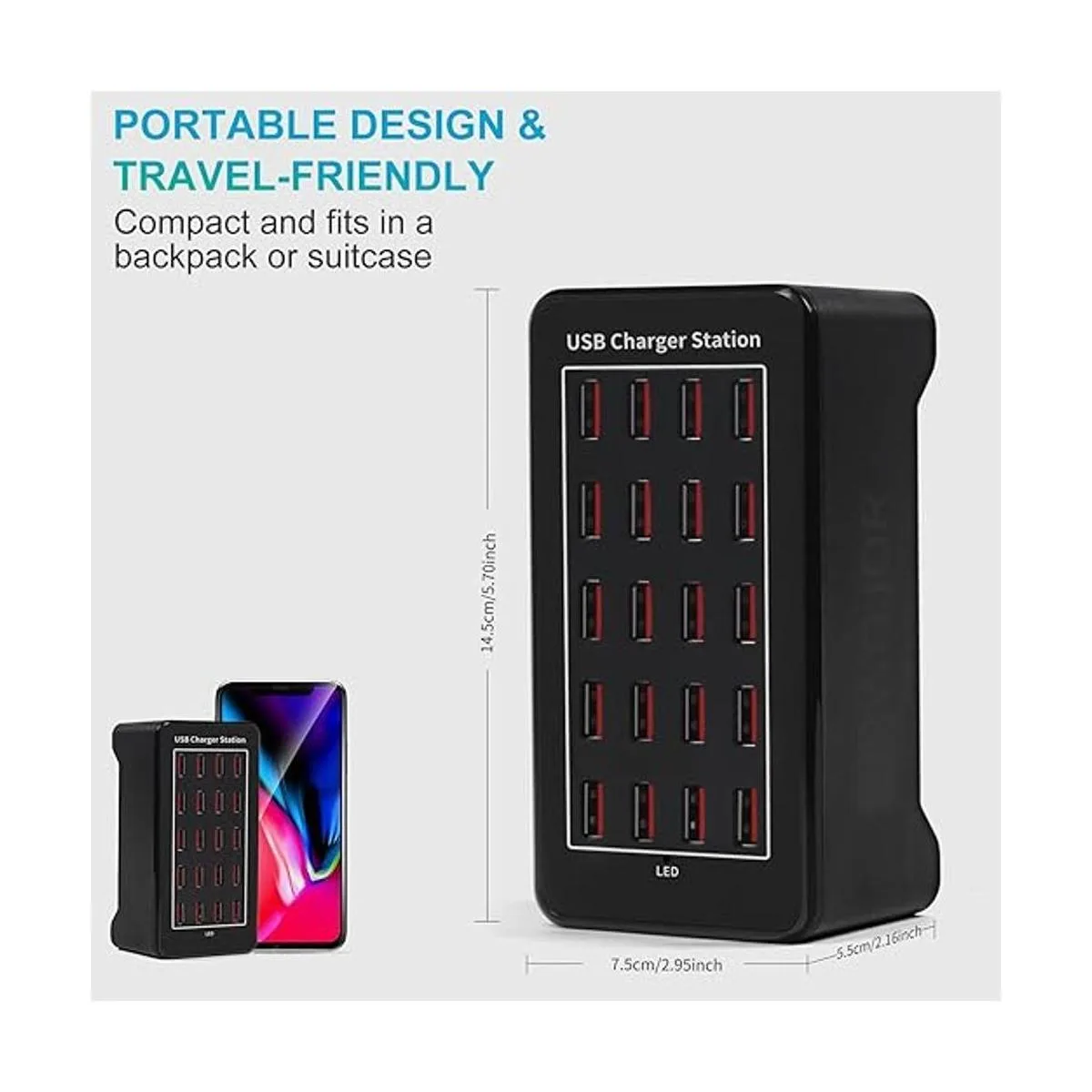 Estación de carga USB múltiple de 20 puertos de 100 W 20_2