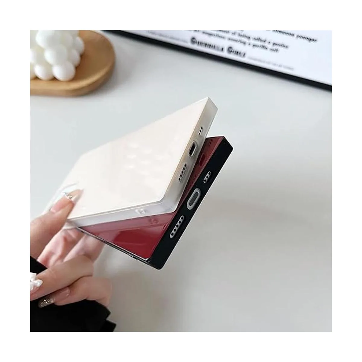 Cocomii Funda cuadrada para iPhone 13 color liso neutro_3