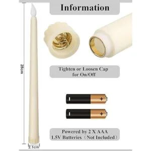 24 velas cónicas sin llama luces LED de cera sintética_2