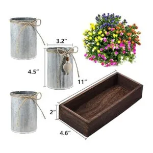 CALAVAK Bandeja decorativa de madera con 3 flores_4