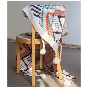 Manta azul manta bohemia de punto con borlas manta suave_4