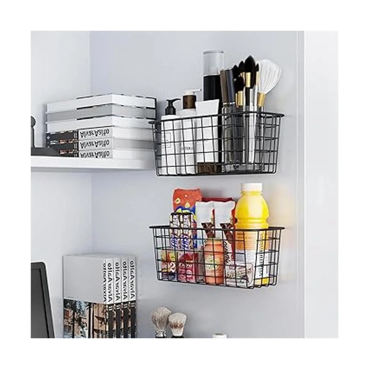 Cesta adhesiva para pared cesta de alambre sobre el_7