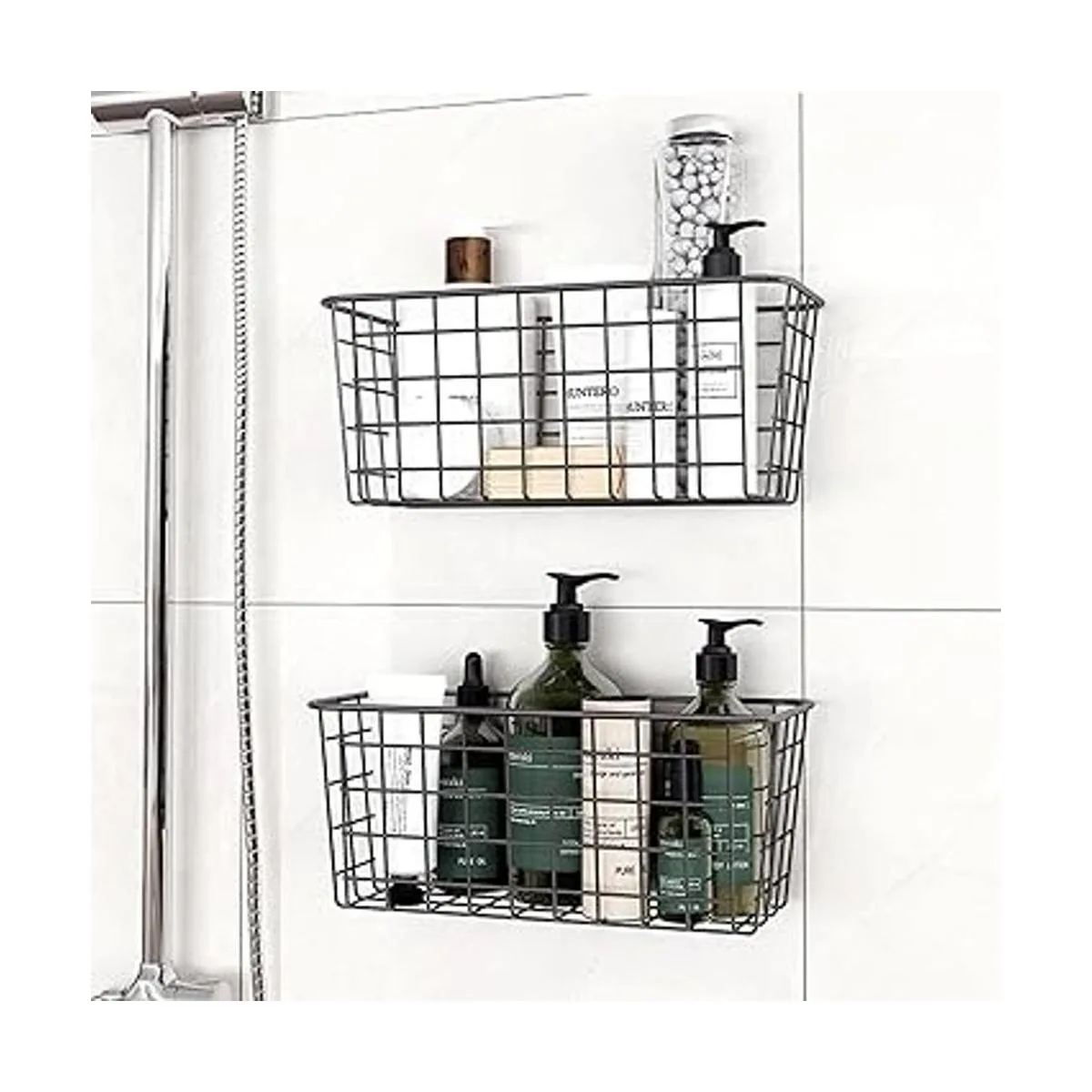 Cesta adhesiva para pared cesta de alambre sobre el_6