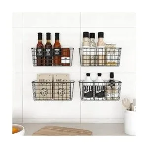 Cesta adhesiva para pared cesta de alambre sobre el_4