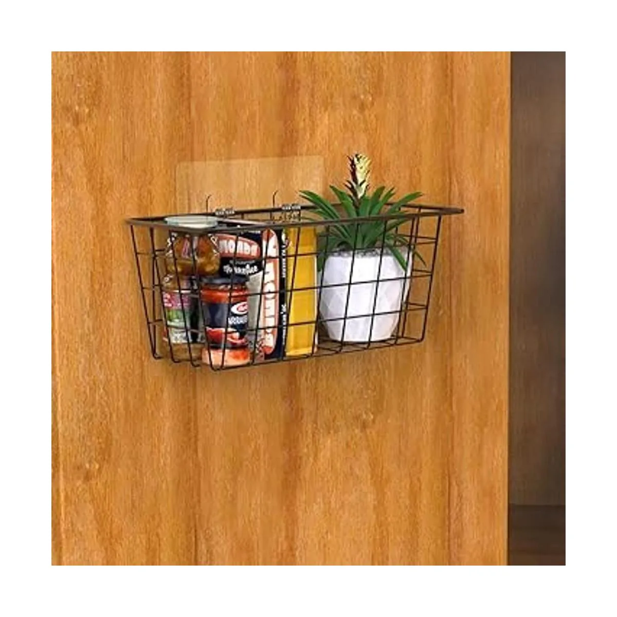 Cesta adhesiva para pared cesta de alambre sobre el_3