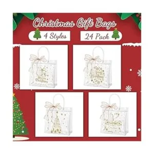 24 bolsas de regalo transparentes de Navidad con cinta de_4