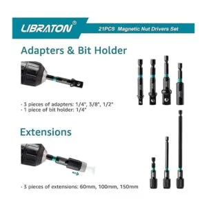 Libraton Juego de 21 destornilladores de tuercas_3