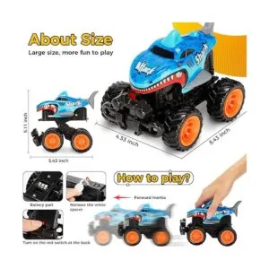 Kkmon Dinosaurio y tiburón iluminado Monster Truck_4