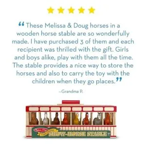 Establo de madera de juguete con 8 caballos de Melissa_6